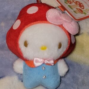 Sanrio My Melody Plush Keychain - Red & Blue Mushroom Outfit